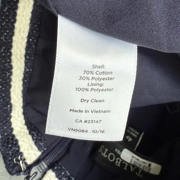 Vintage Talbots Navy & White Woven Cotton Striped Pencil Skirt 4P - Picture 7 of 7